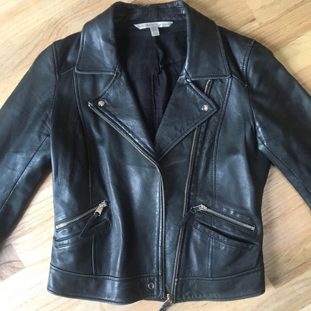Zara Trafaluc Genuine Leather Moto Jacket